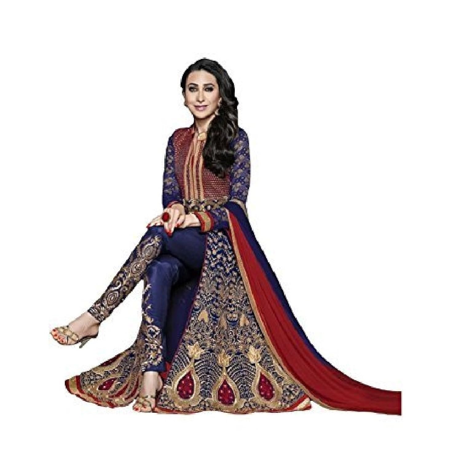 mahavirfashion 女式纱丽克米兹设计师印度连衣裙民族派对